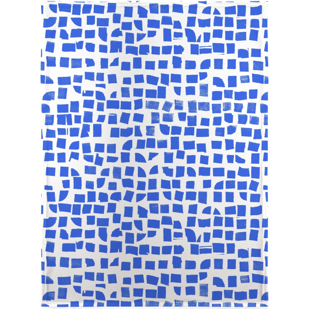 Blue Check Blanket, Plush Fleece, 30x40, Blue, True Blue