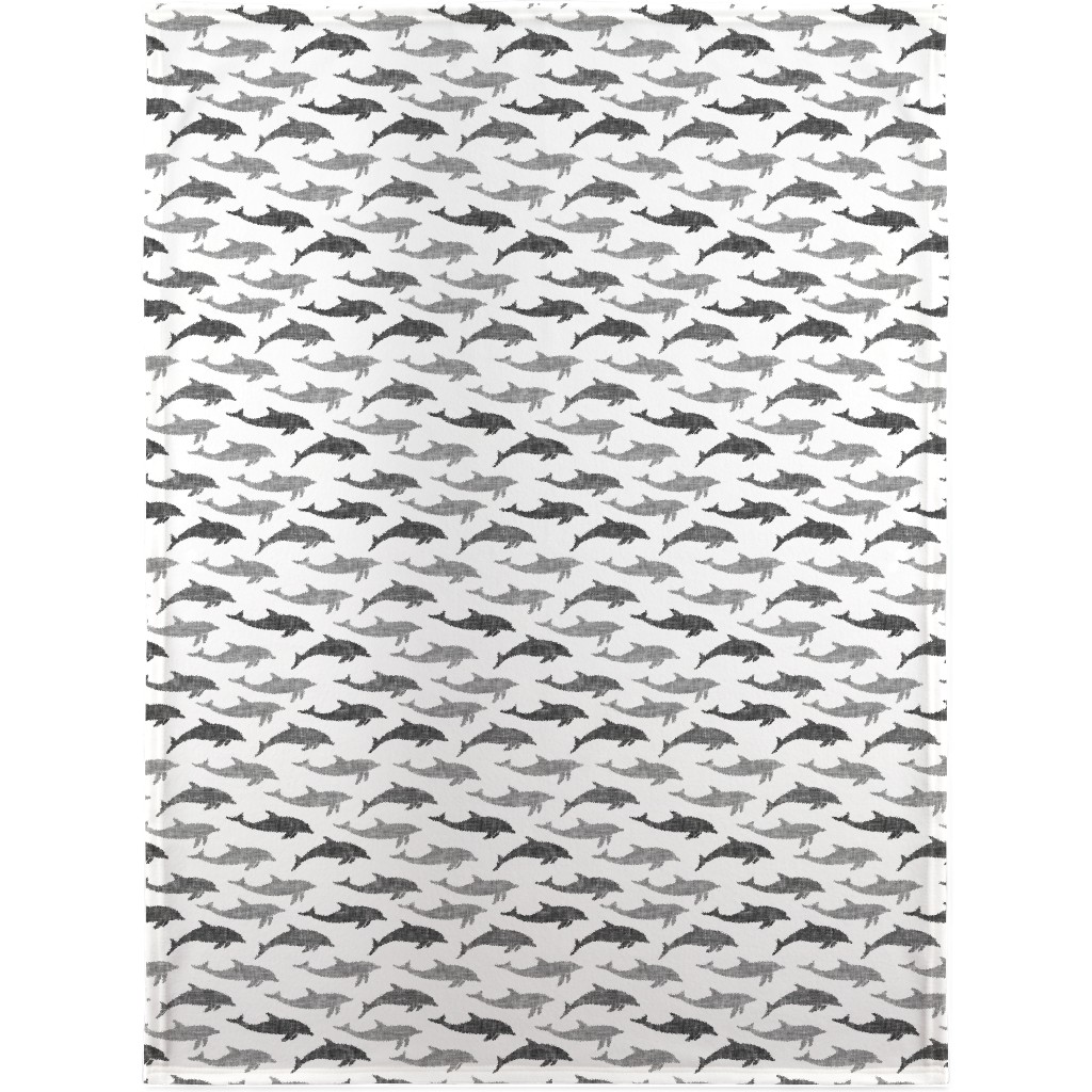 Dolphins Blanket, Plush Fleece, 30x40, Gray
