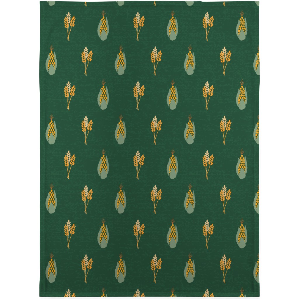 Corn on Green Background Blanket, Plush Fleece, 30x40, Green, Classic Green