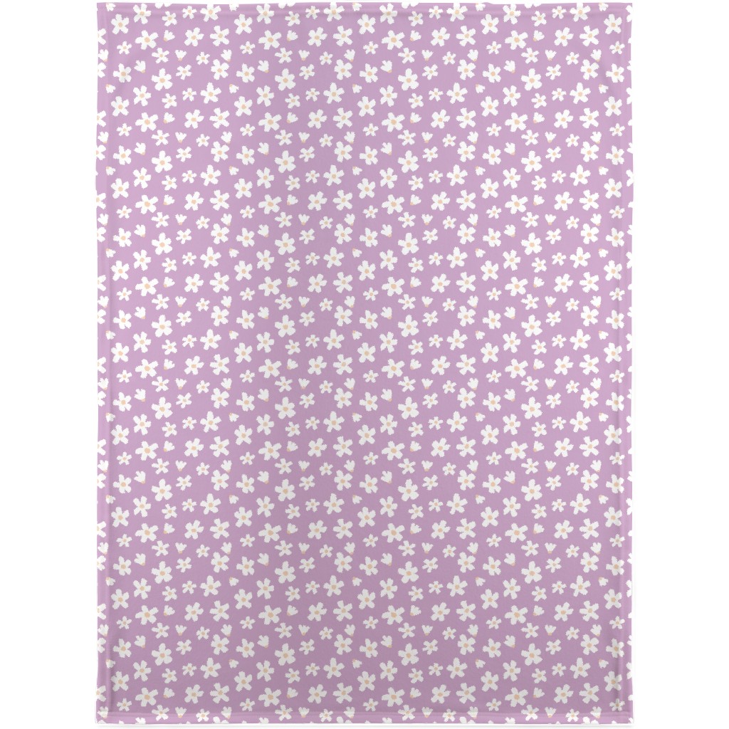 Daisy Garden Floral - Purple Blanket, Sherpa, 30x40, Purple, Purple
