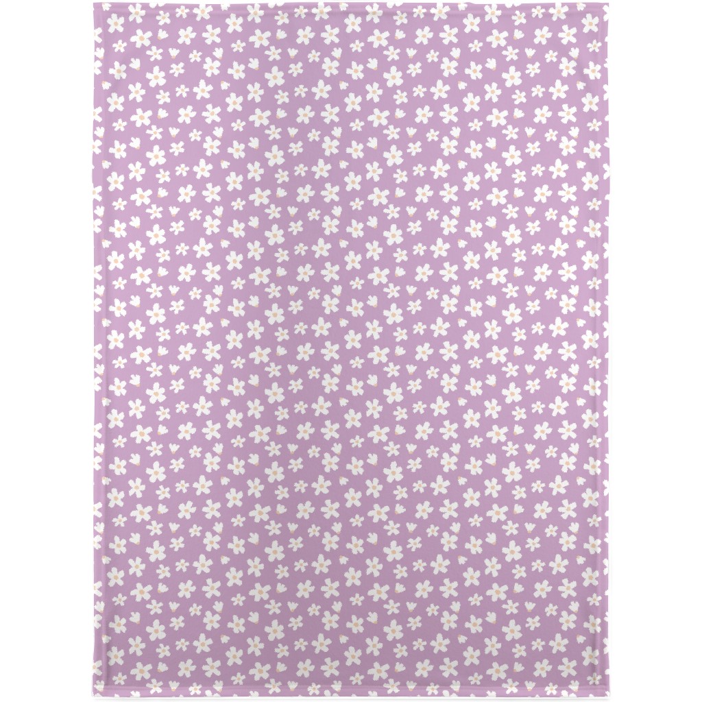 Daisy Garden Floral - Purple Blanket, Sherpa, 30x40, Purple