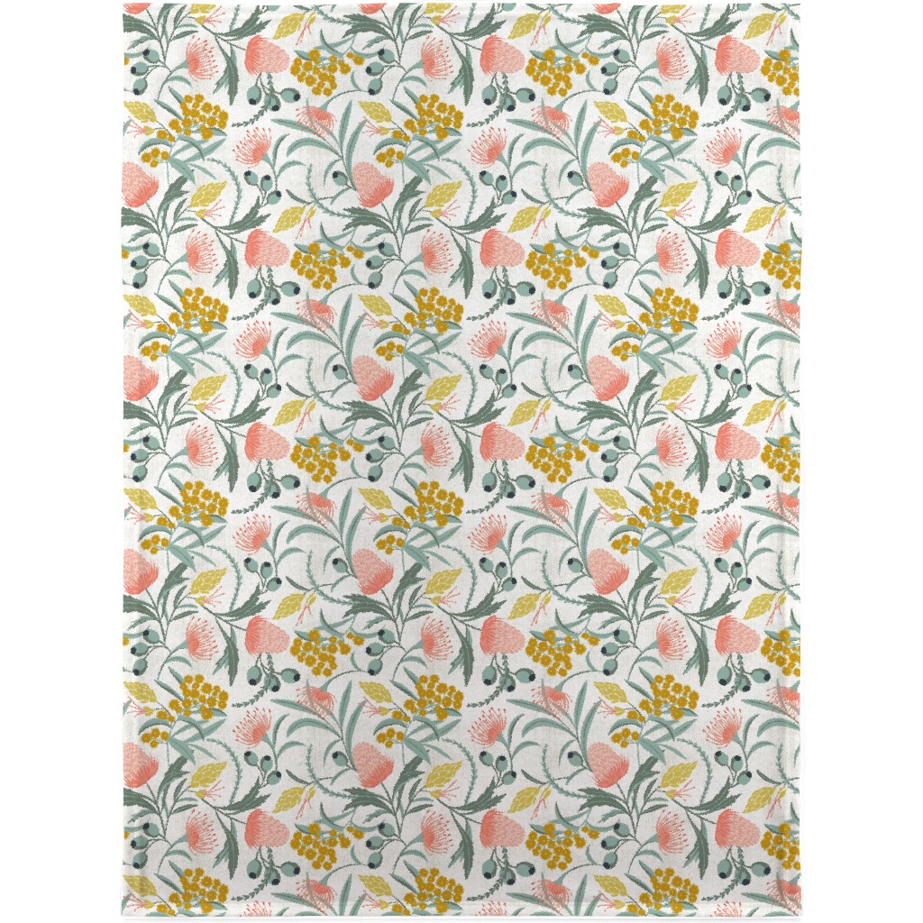 Flora Australis - Botanical - White Blanket, Sherpa, 30x40, Multicolor