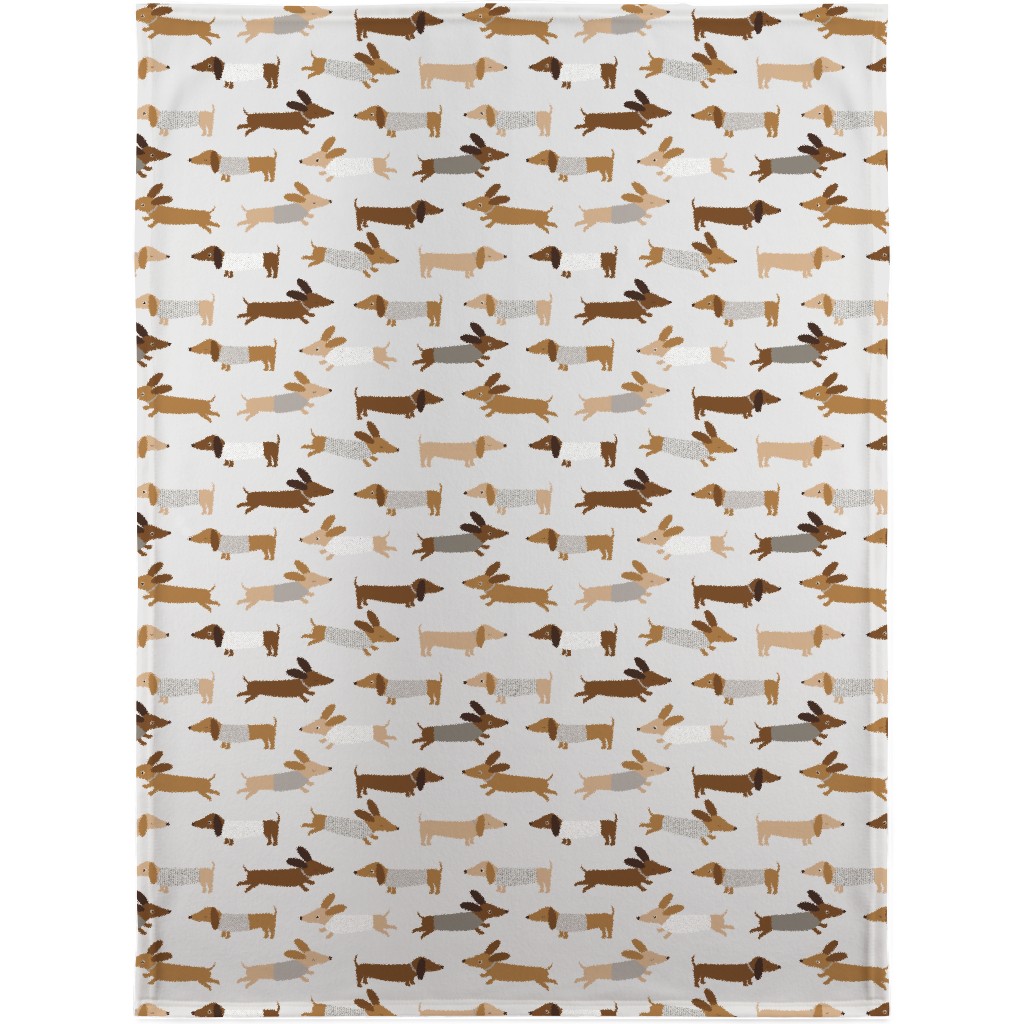 Daschunds Blanket, Sherpa, 30x40, Gray, Silver Lining