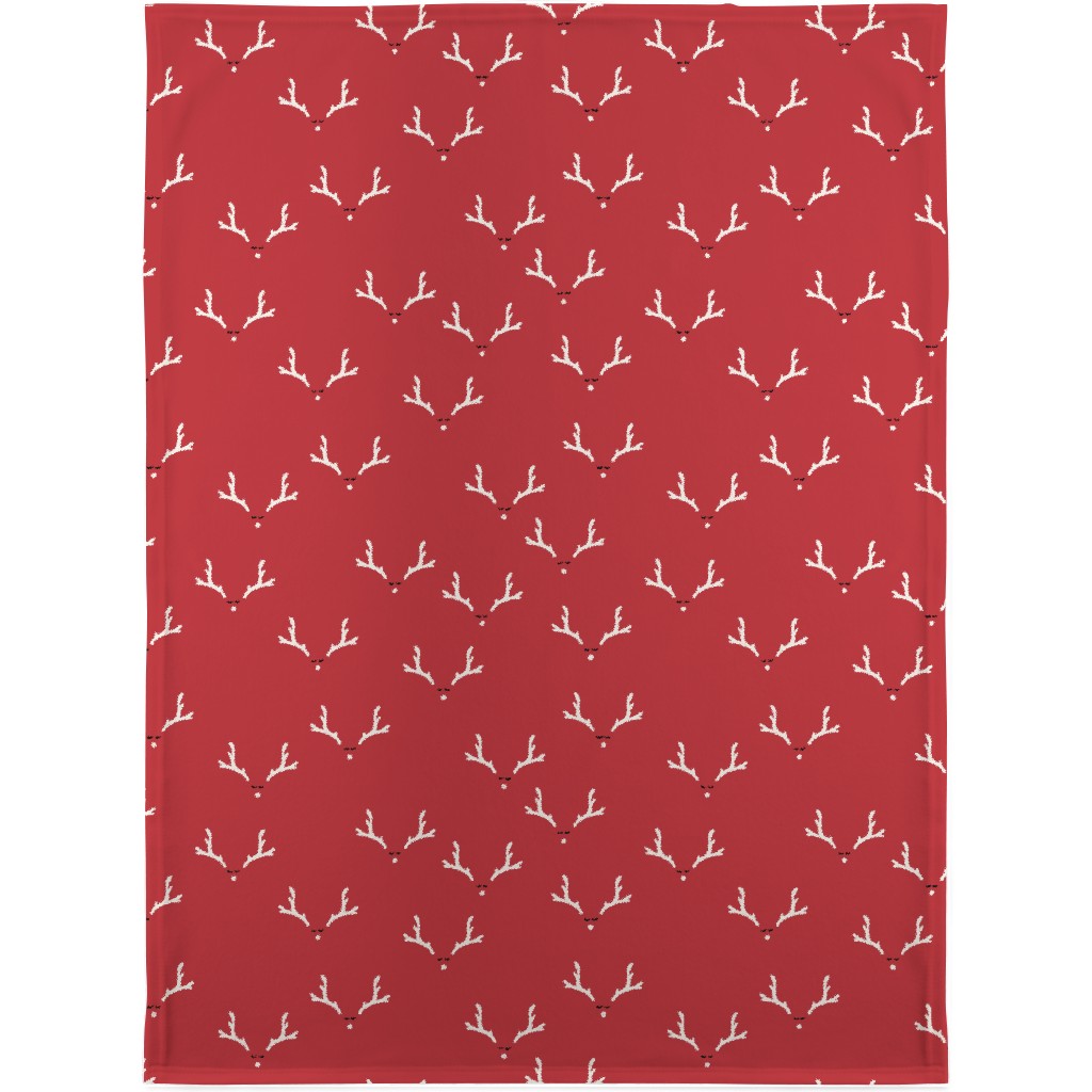 Christmas Reindeer Antlers - Red Blanket, Sherpa, 30x40, Red