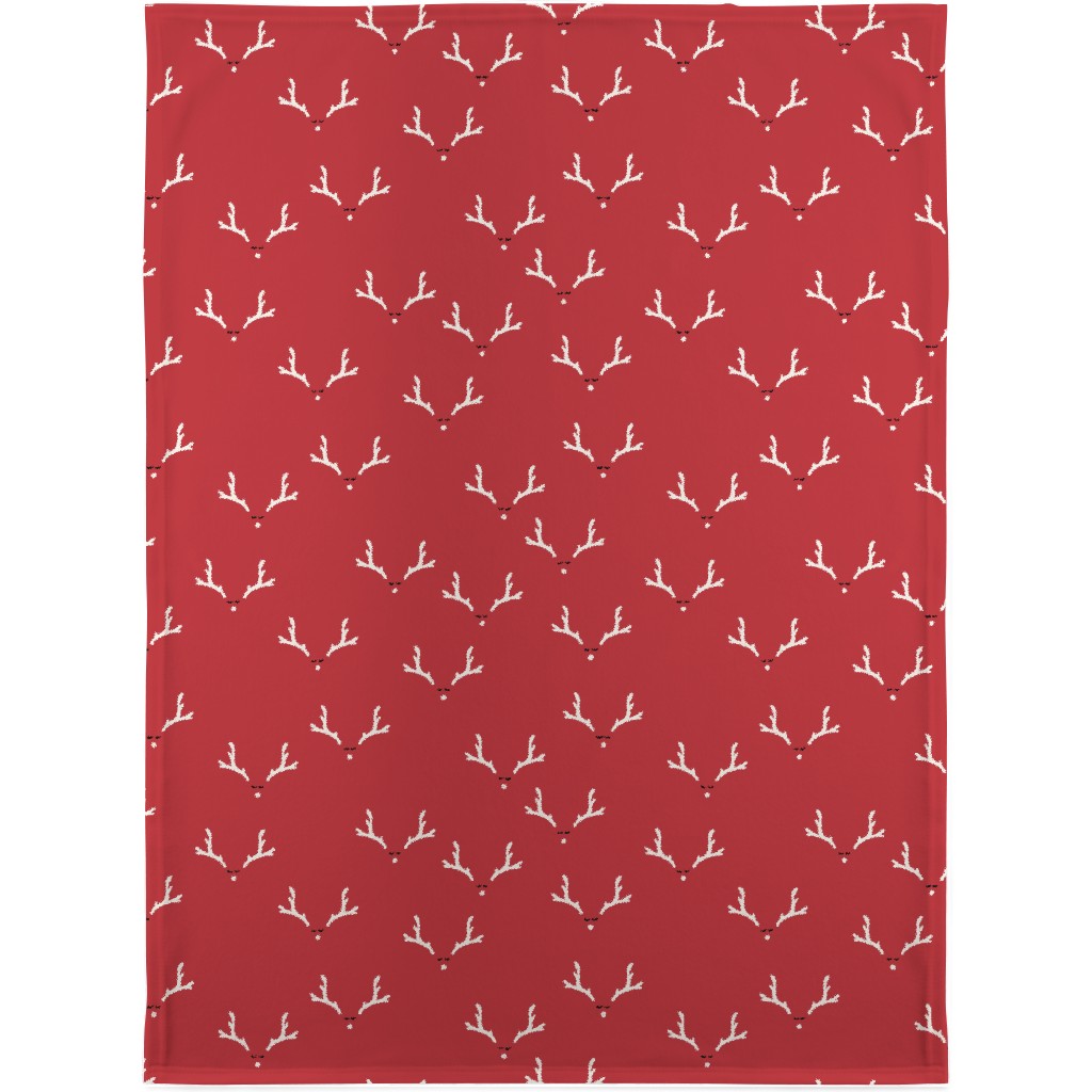 Christmas Reindeer Antlers - Red Blanket, Sherpa, 30x40, Red, Red