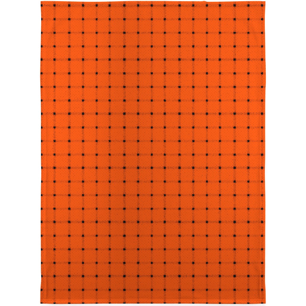 Gridded Plaid Blanket, Sherpa, 30x40, Orange, Persimmon