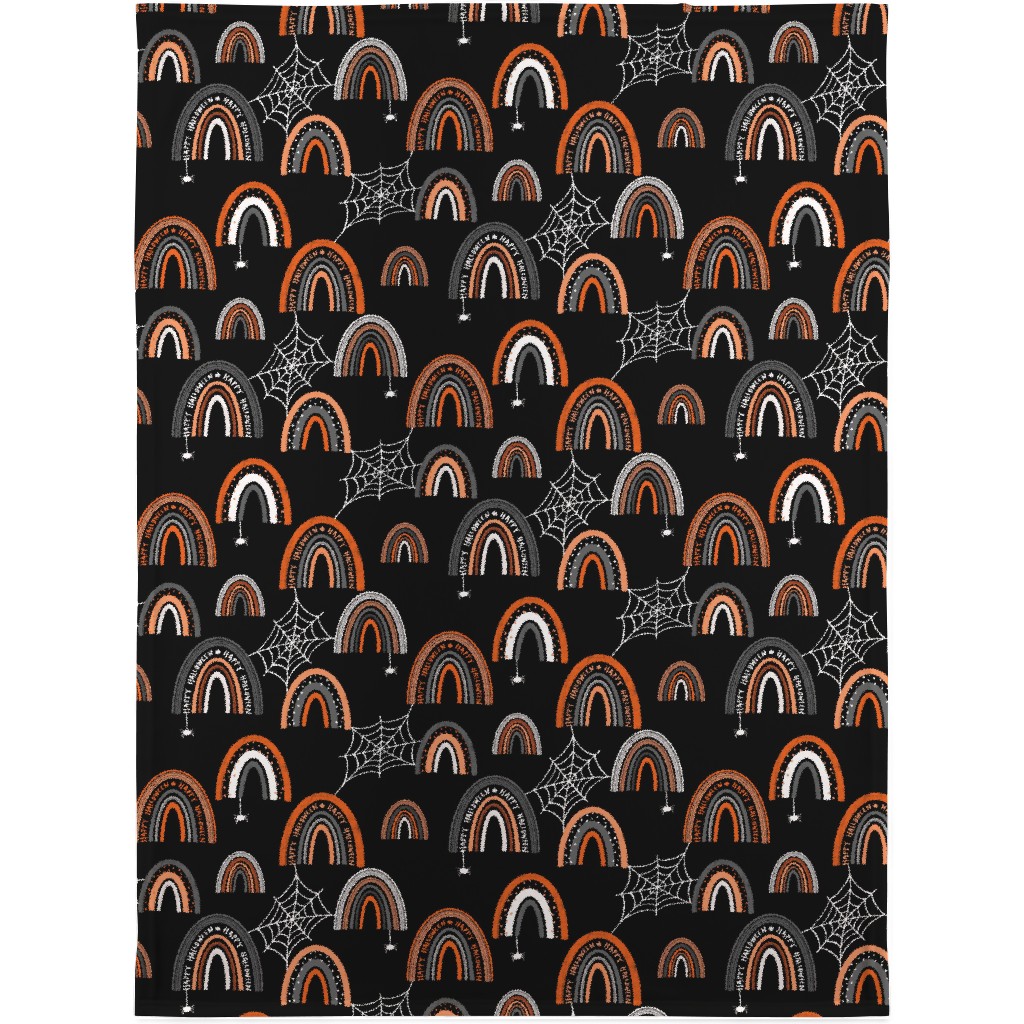 Halloween Rainbows Blanket, Sherpa, 30x40, Black