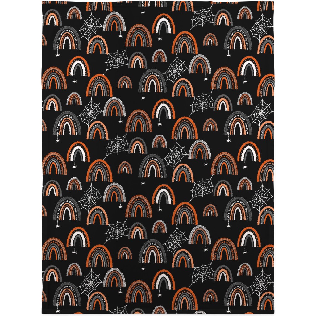 Halloween Rainbows Blanket, Sherpa, 30x40, Black