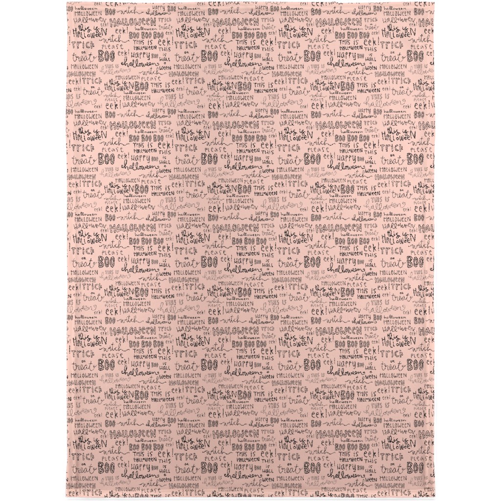 Halloween Words - Black Blanket, Sherpa, 30x40, Pink