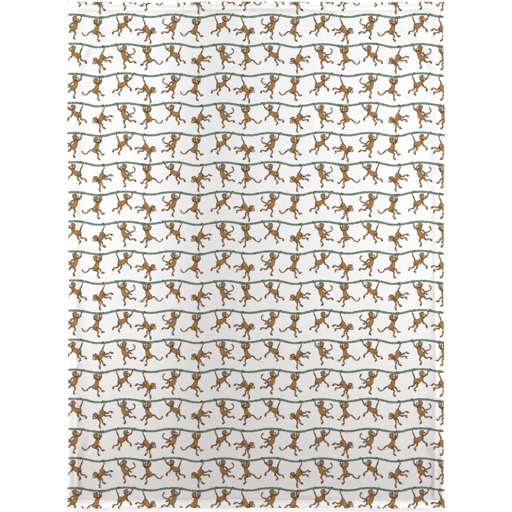 Swinging Monkeys Blanket, Sherpa, 30x40, White