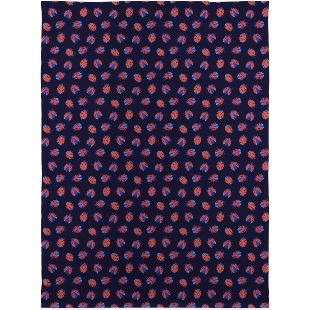 Classic Ladybugs Blanket, Sherpa, 30x40, Blue, Stormy Blue