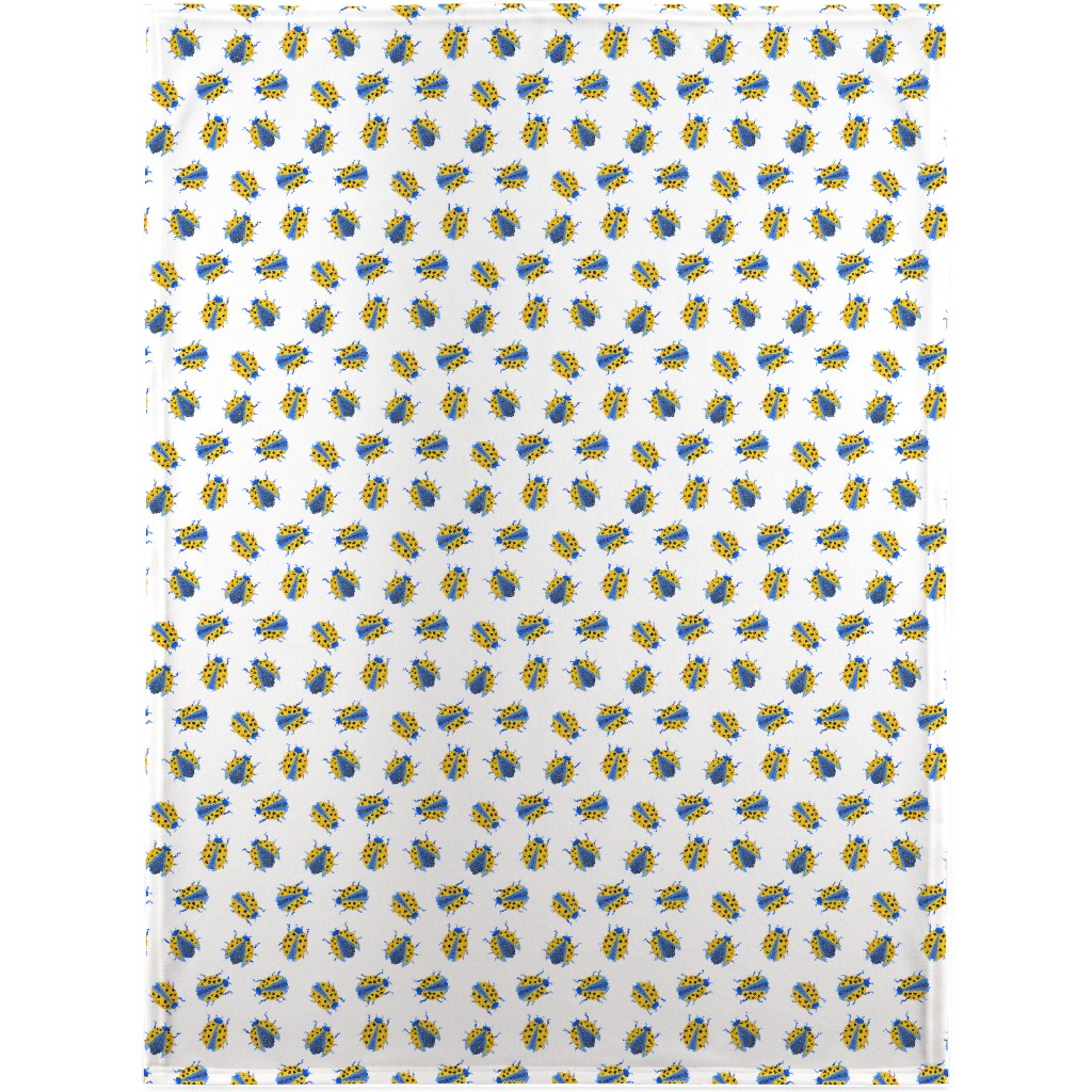 Classic Ladybugs Blanket, Sherpa, 30x40, Yellow, Polenta