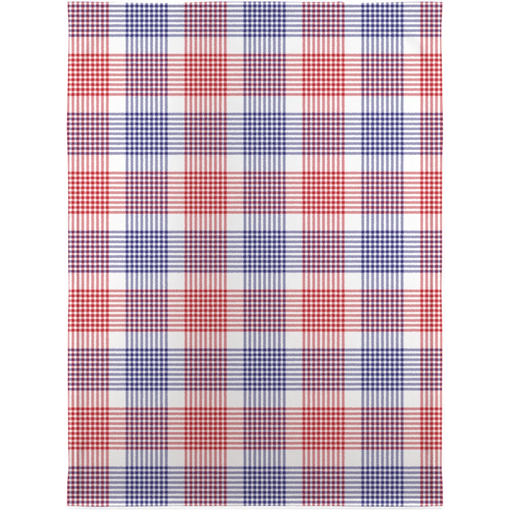 Plaid - Red, White and Blue Blanket, Sherpa, 30x40, Multicolor