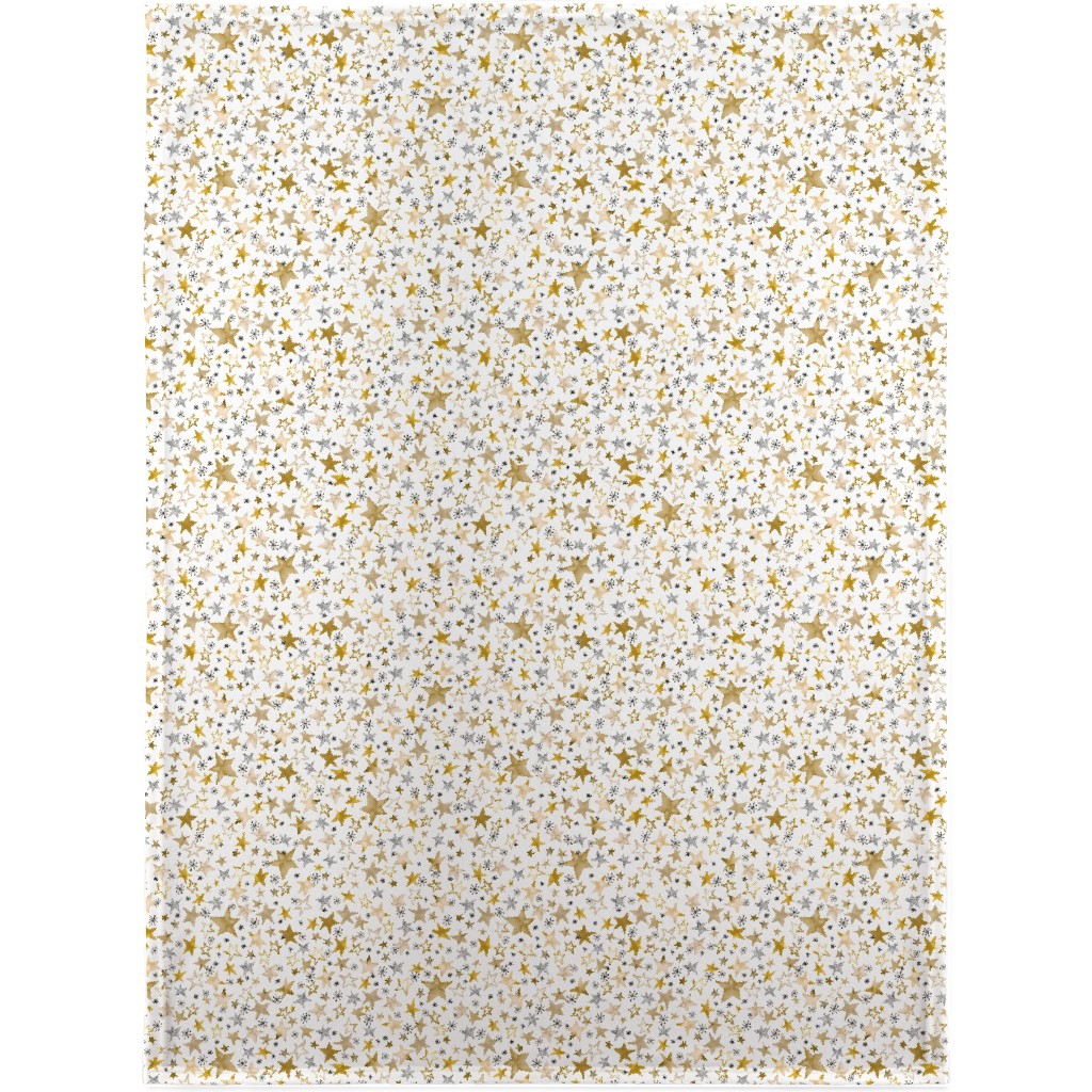Winter Stars Christmas - Gold Blanket, Sherpa, 30x40, Yellow