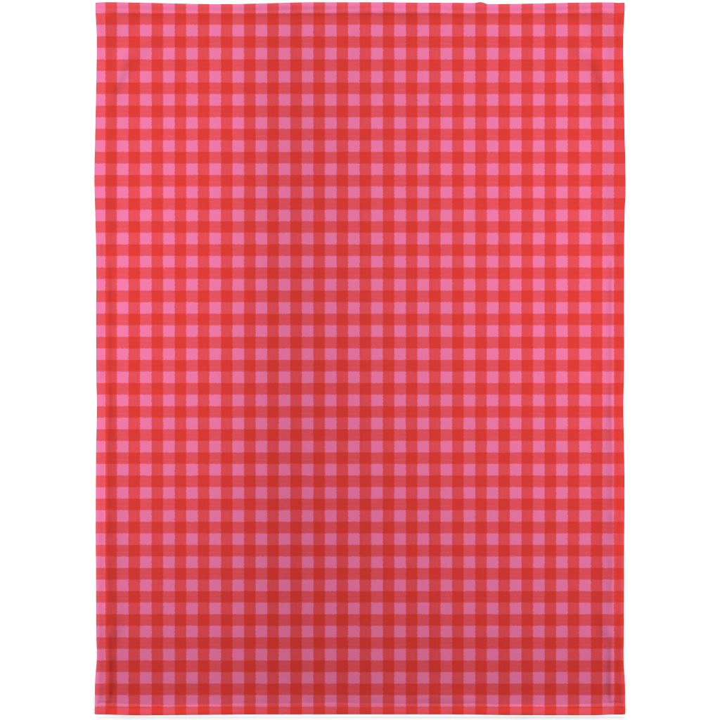 Valentine Buffalo Plaid Blanket, Sherpa, 30x40, Pink, Bright Pink