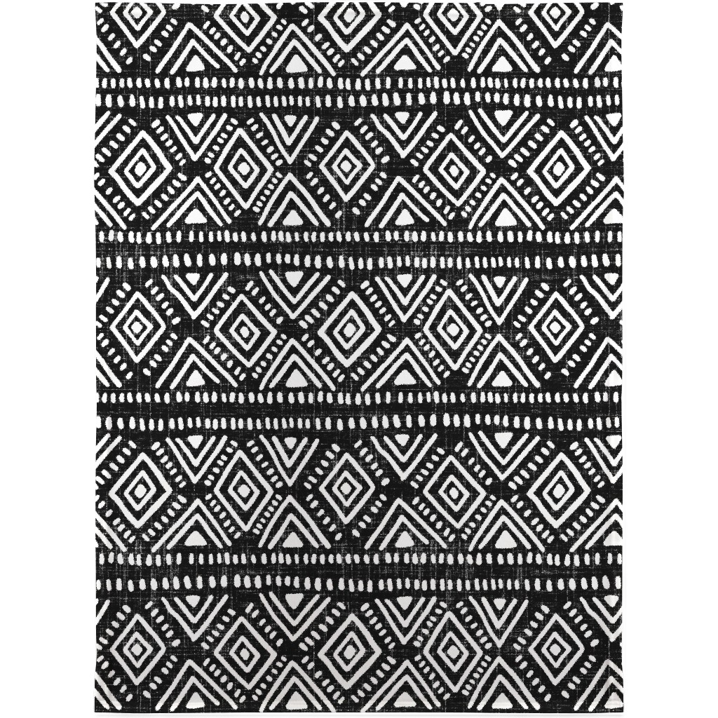 Abstract Diamond Blanket, Sherpa, 30x40, Blue, Charcoal