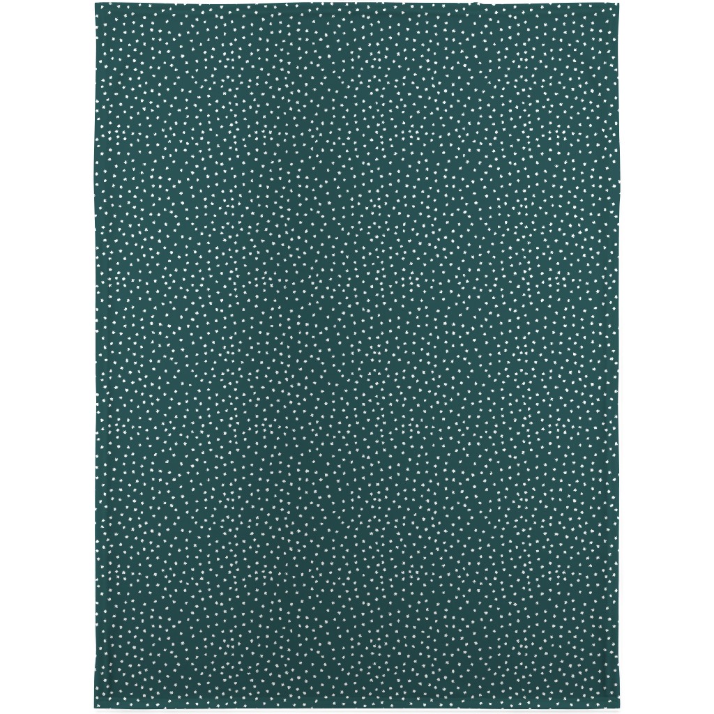 Dots - White on Emerald Blanket, Sherpa, 30x40, Green, Classic Green