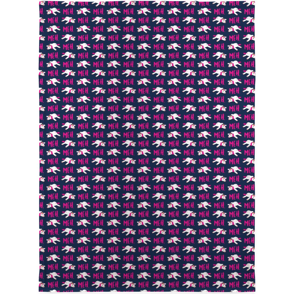 Meh - Splooting Unicorns - Pink on Navy Blanket, Sherpa, 30x40, Pink, Bright Pink