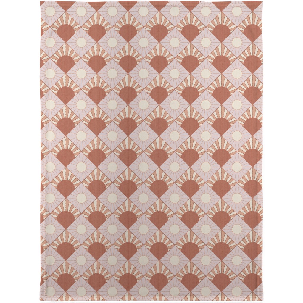 Mid Century Geometric Sun - Pink Blanket, Sherpa, 30x40, Pink