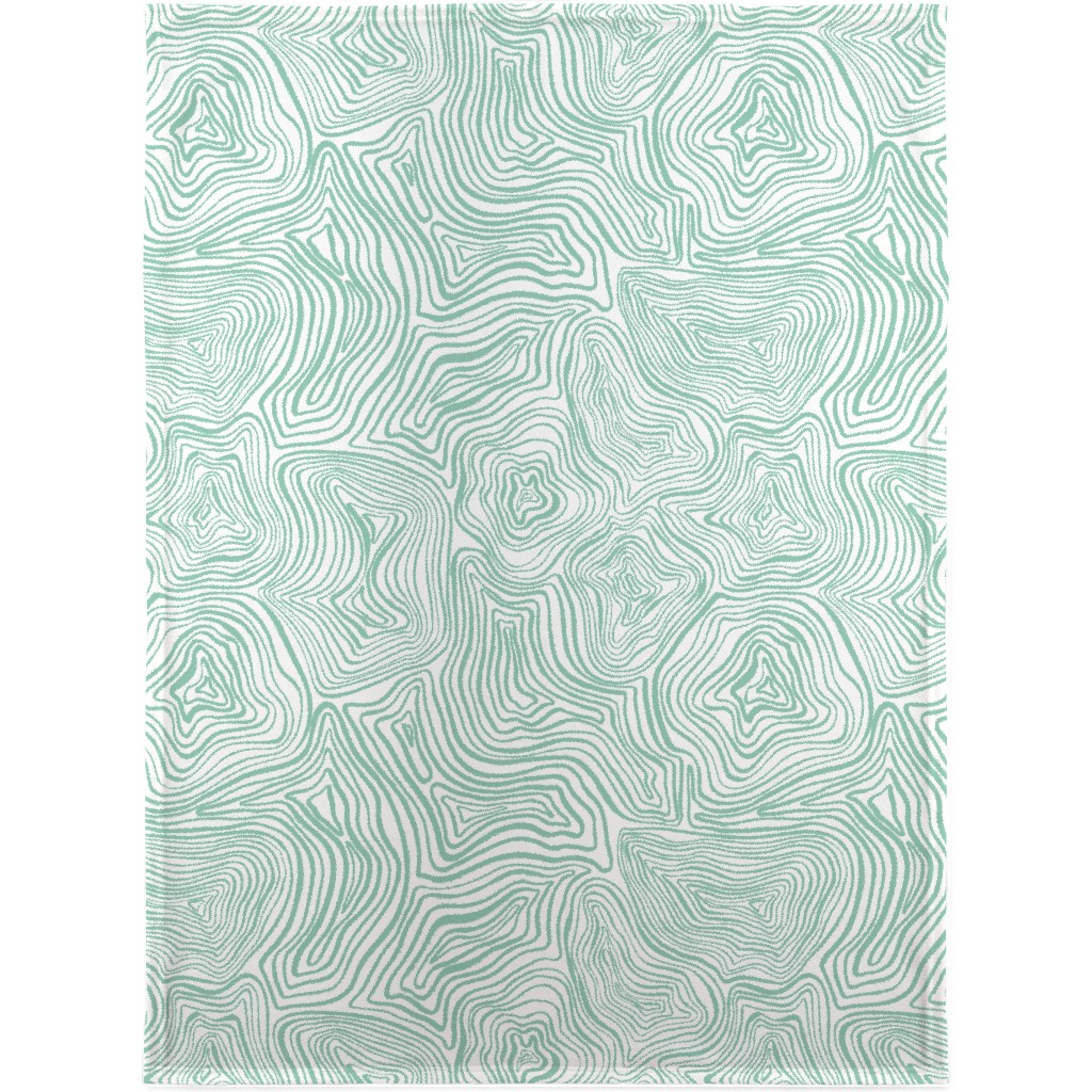 Abstract Wavy Lines - Green Blanket, Sherpa, 30x40, Green