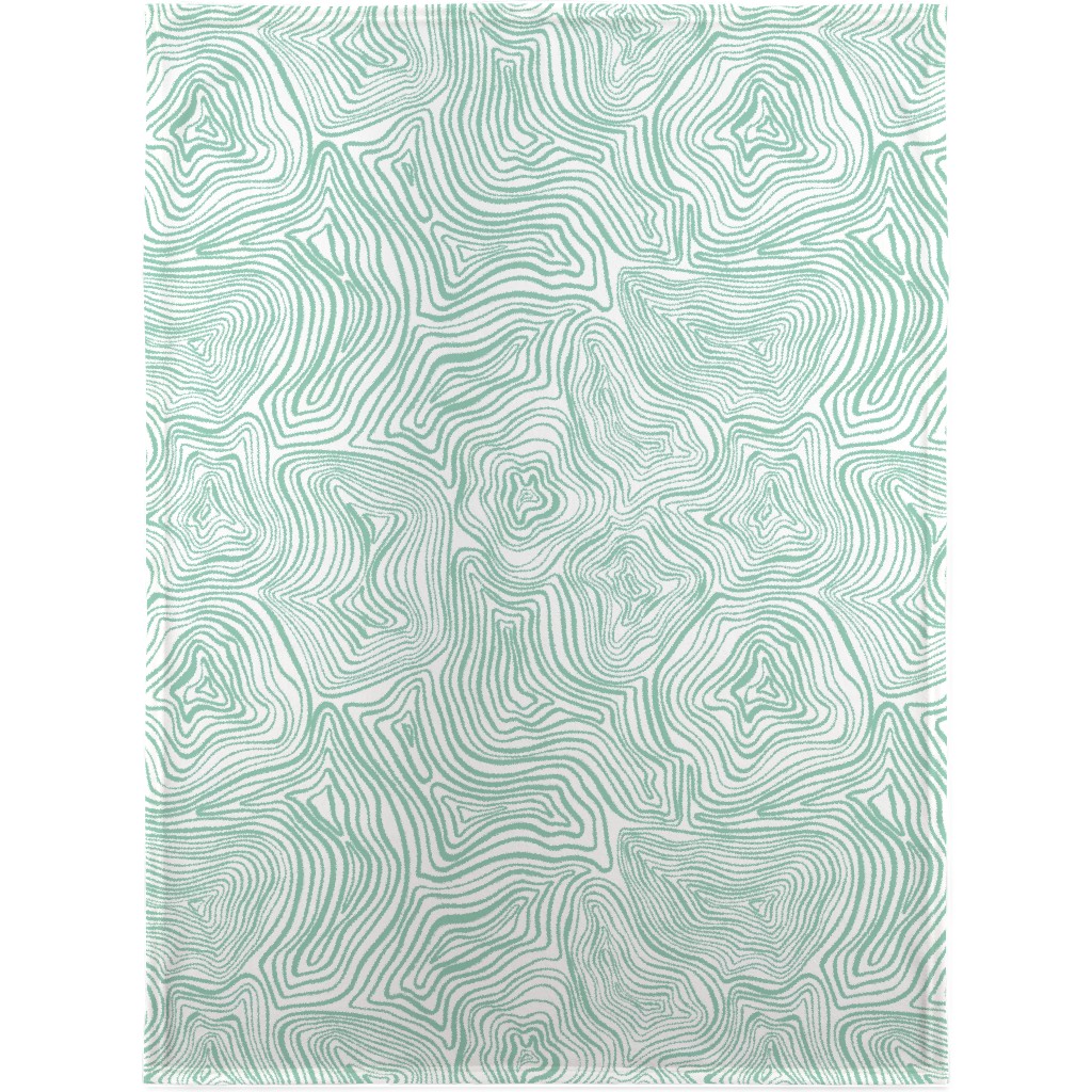 Abstract Wavy Lines - Green Blanket, Sherpa, 30x40, Green, Classic Green