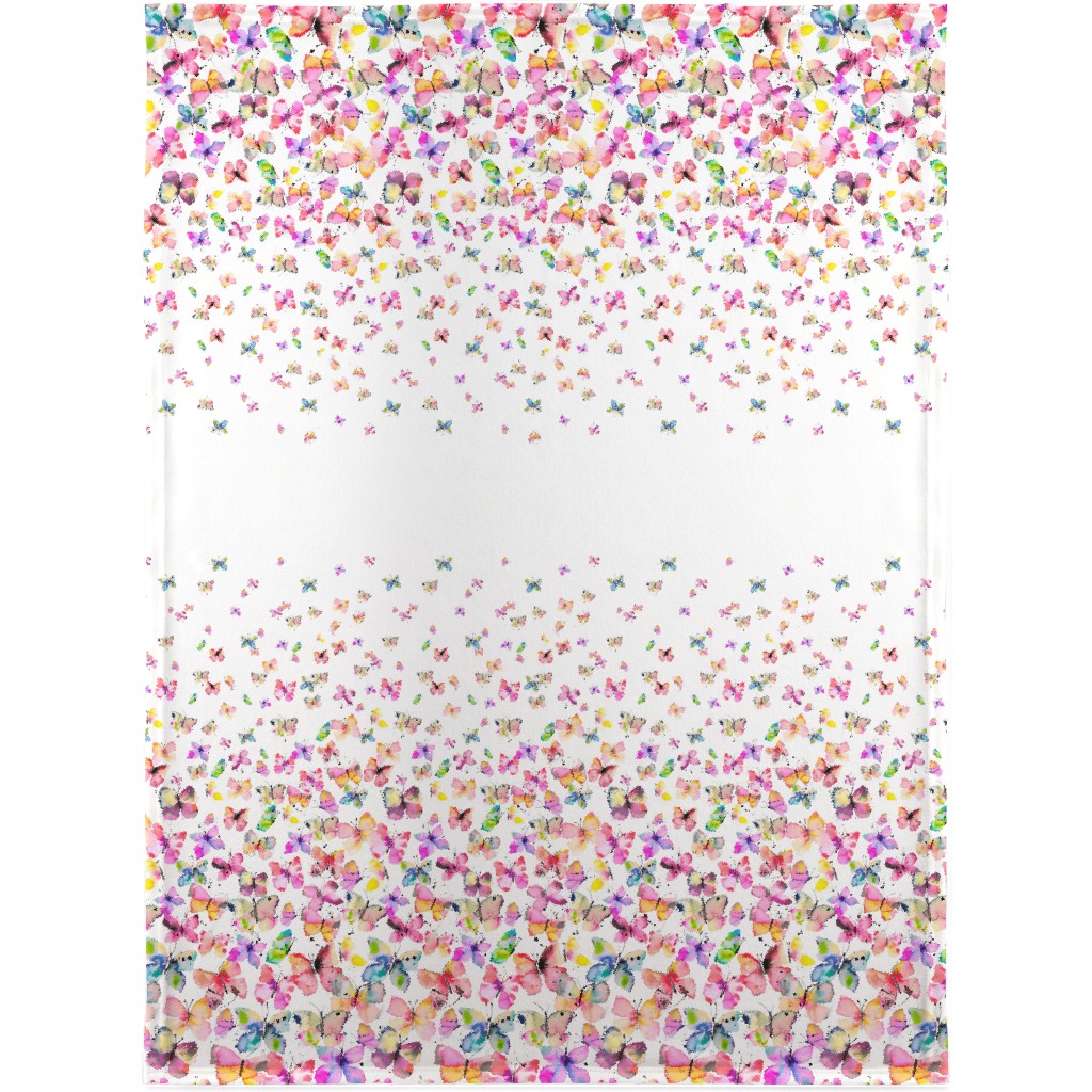 Watercolor Butterflies - Multicolor Blanket, Sherpa, 30x40, Multicolor