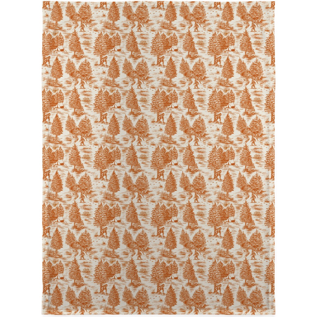 Bigfoot Sasquatch Toile De Jouy Blanket, Sherpa, 30x40, Orange