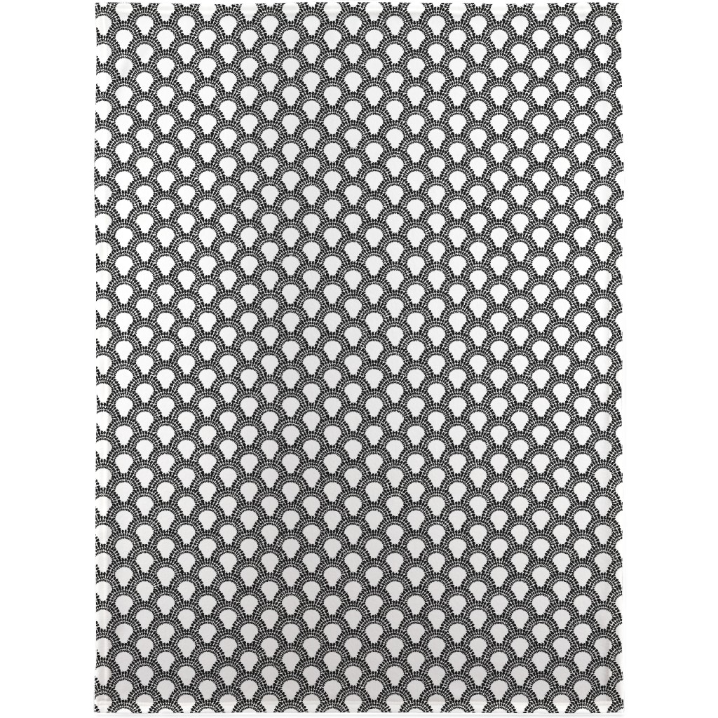 Scallops - Black and White Blanket, Sherpa, 30x40, Black