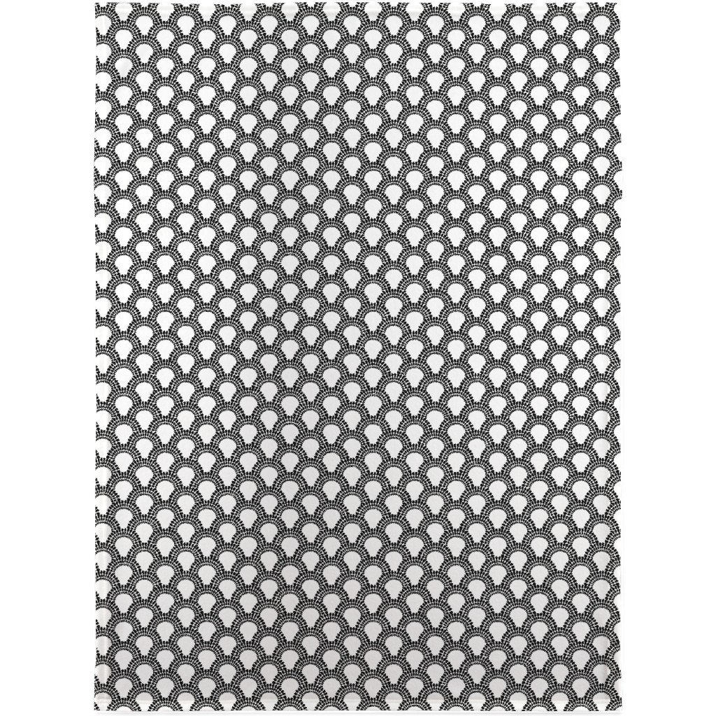 Scallops - Black and White Blanket, Sherpa, 30x40, Black, Black