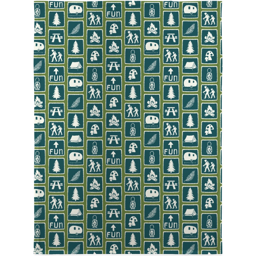 Follow the Signs To Fun Blanket, Sherpa, 30x40, Green, Seaweed