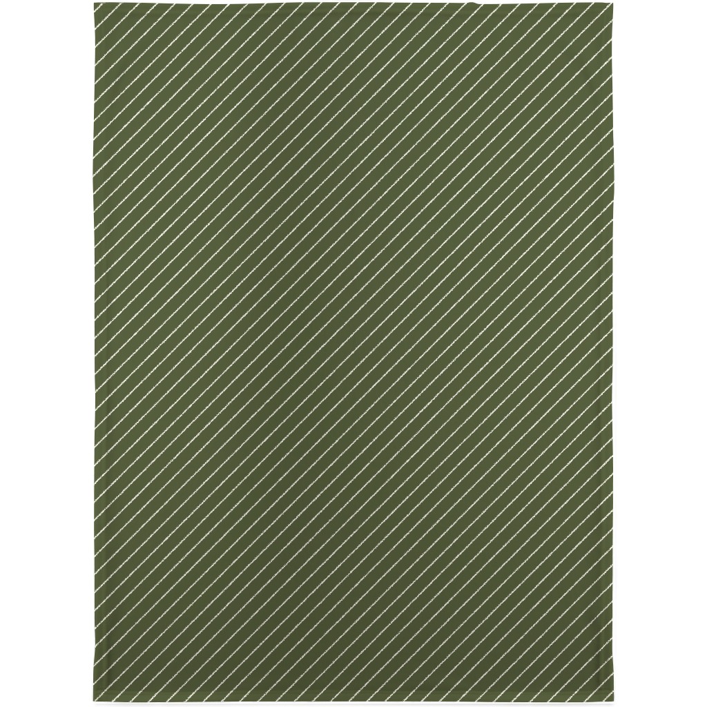 Diagonal Stripes - Pine Green Blanket, Sherpa, 30x40, Green