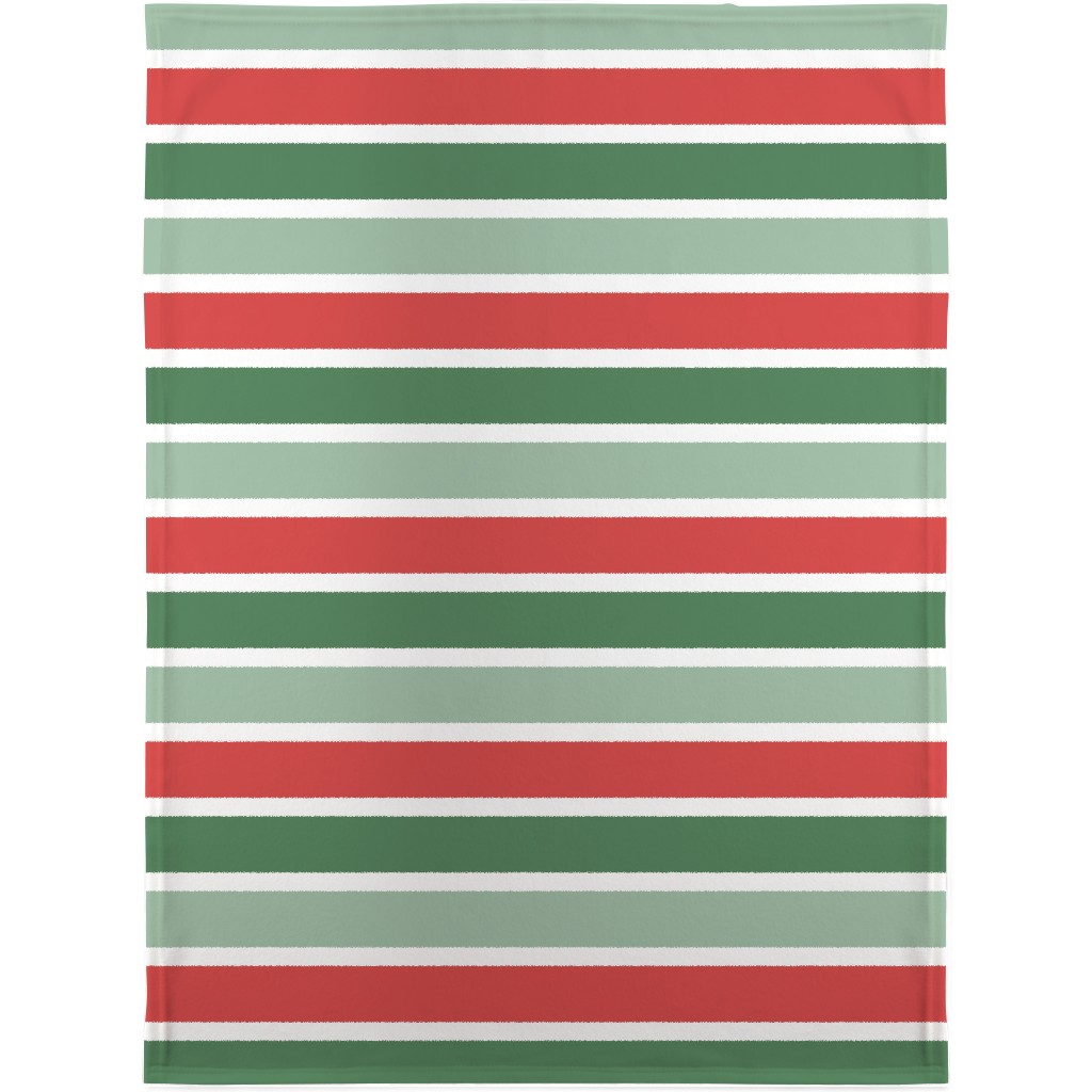 Cozy Christmas Stripe - Red and Green Blanket, Sherpa, 30x40, Multicolor