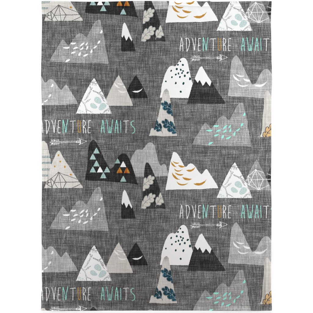 Adventure Awaits - Gray Blanket, Sherpa, 30x40, Gray, Gray