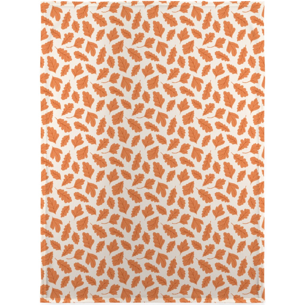 Autumn Leaves - Orange on Cream Blanket, Sherpa, 30x40, Orange