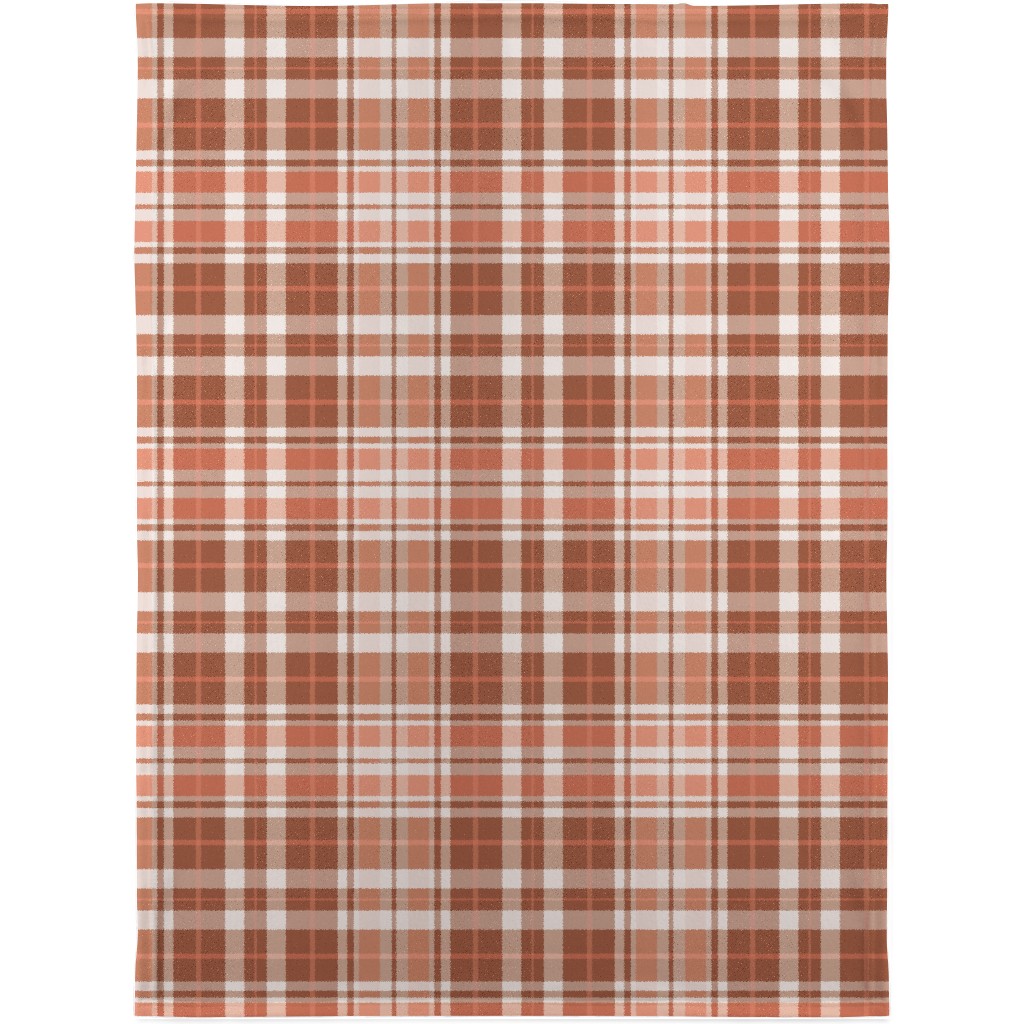 Pumpkin Spice Plaid Blanket, Sherpa, 30x40, Brown, Brown