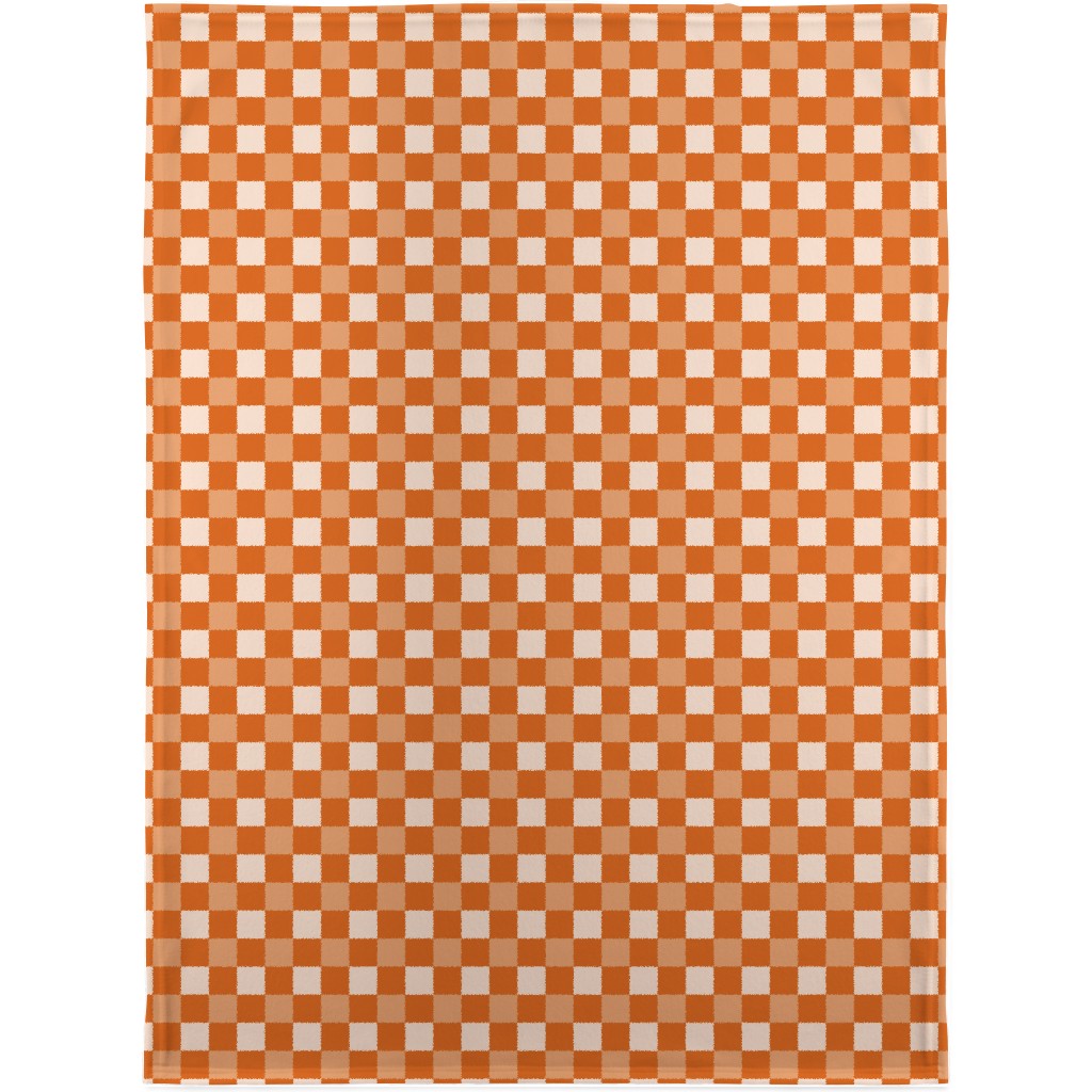 Orange Gingham Plaid Blanket, Sherpa, 30x40, Orange