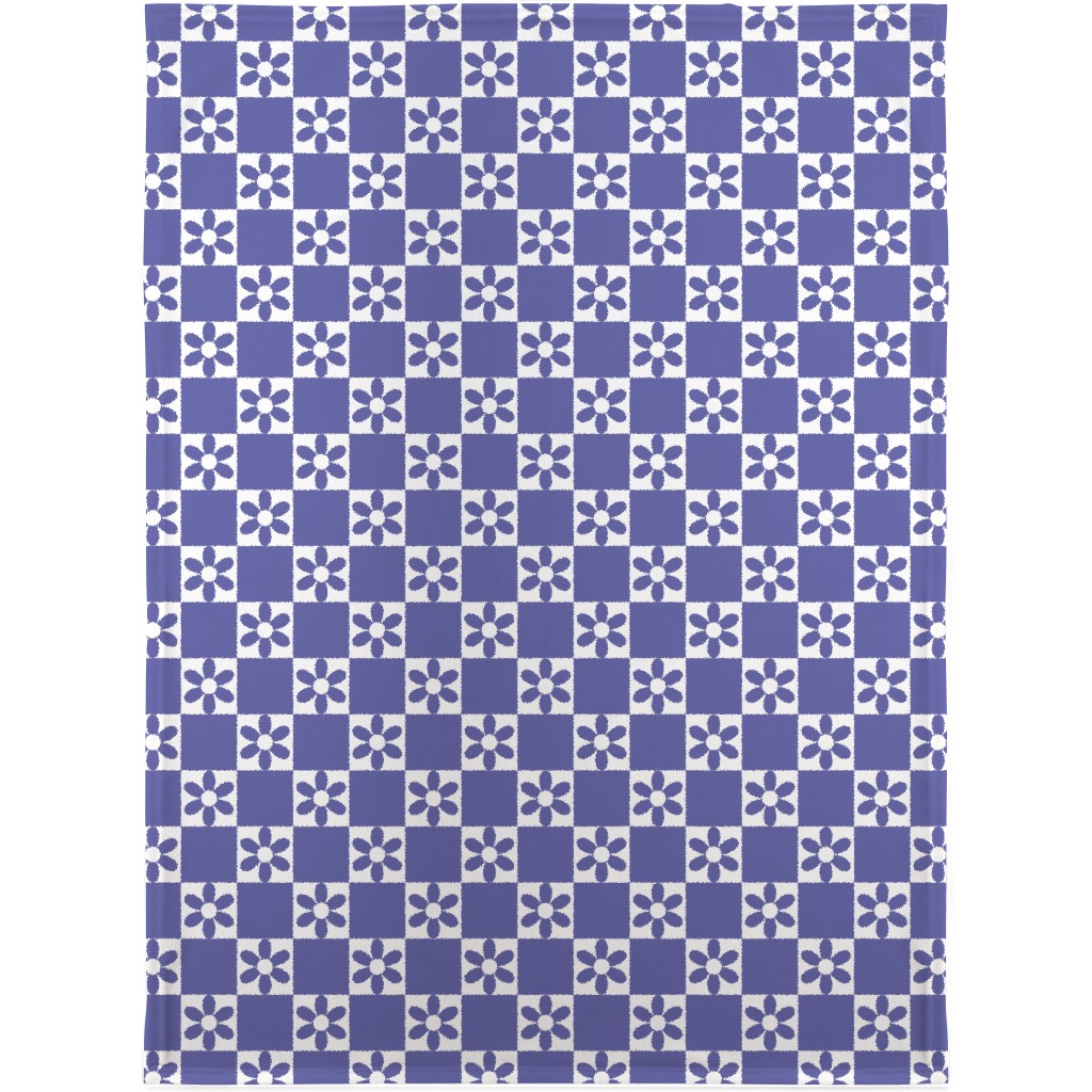 Daisy Checkerboard Blanket, Sherpa, 30x40, Purple, Viola