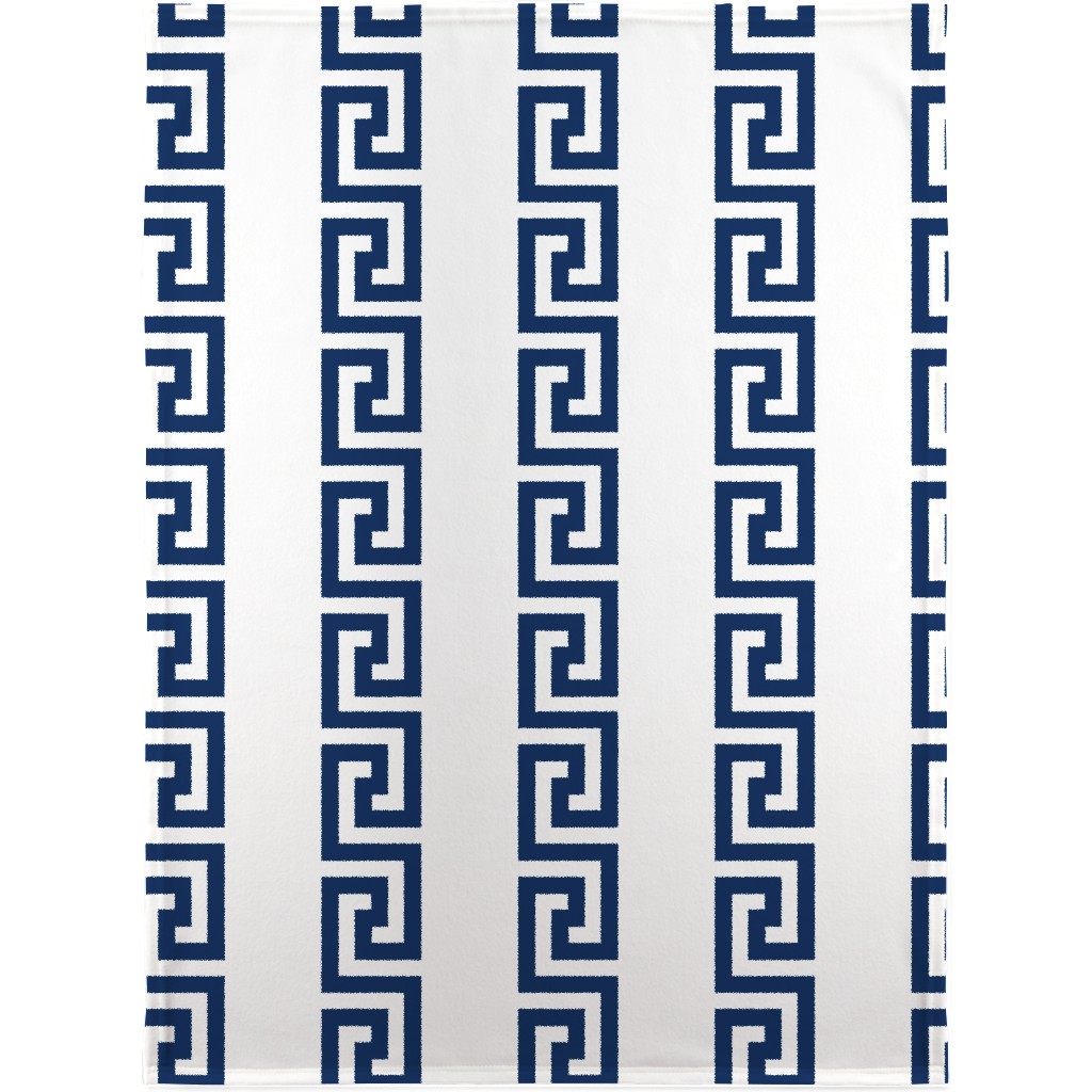 Greek Key - Navy Blanket, Sherpa, 30x40, Blue