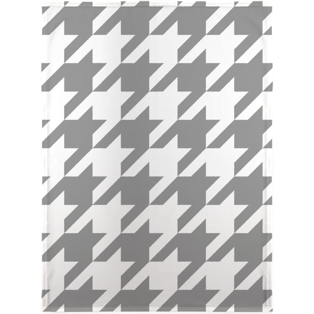 Modern Houndstooth Check - Grey and White Blanket, Sherpa, 30x40, Gray, Gray