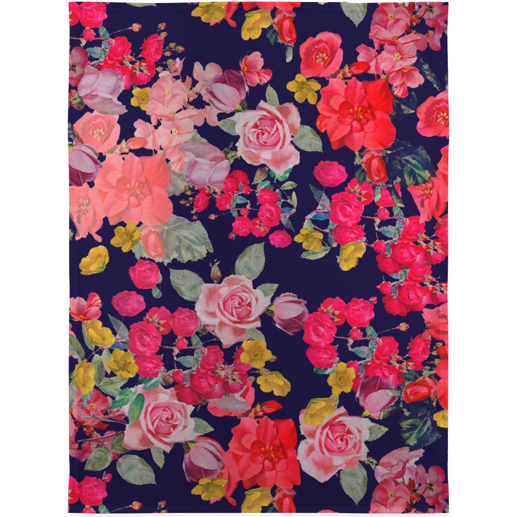 Antique Floral Print - Multi Blanket, Sherpa, 30x40, Multicolor
