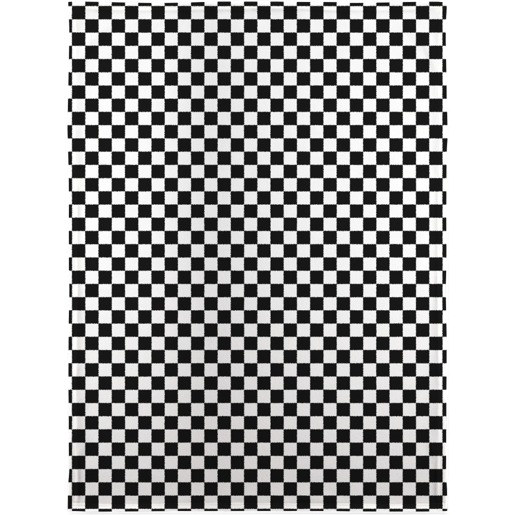 Checker - Black and White Blanket, Sherpa, 30x40, Black