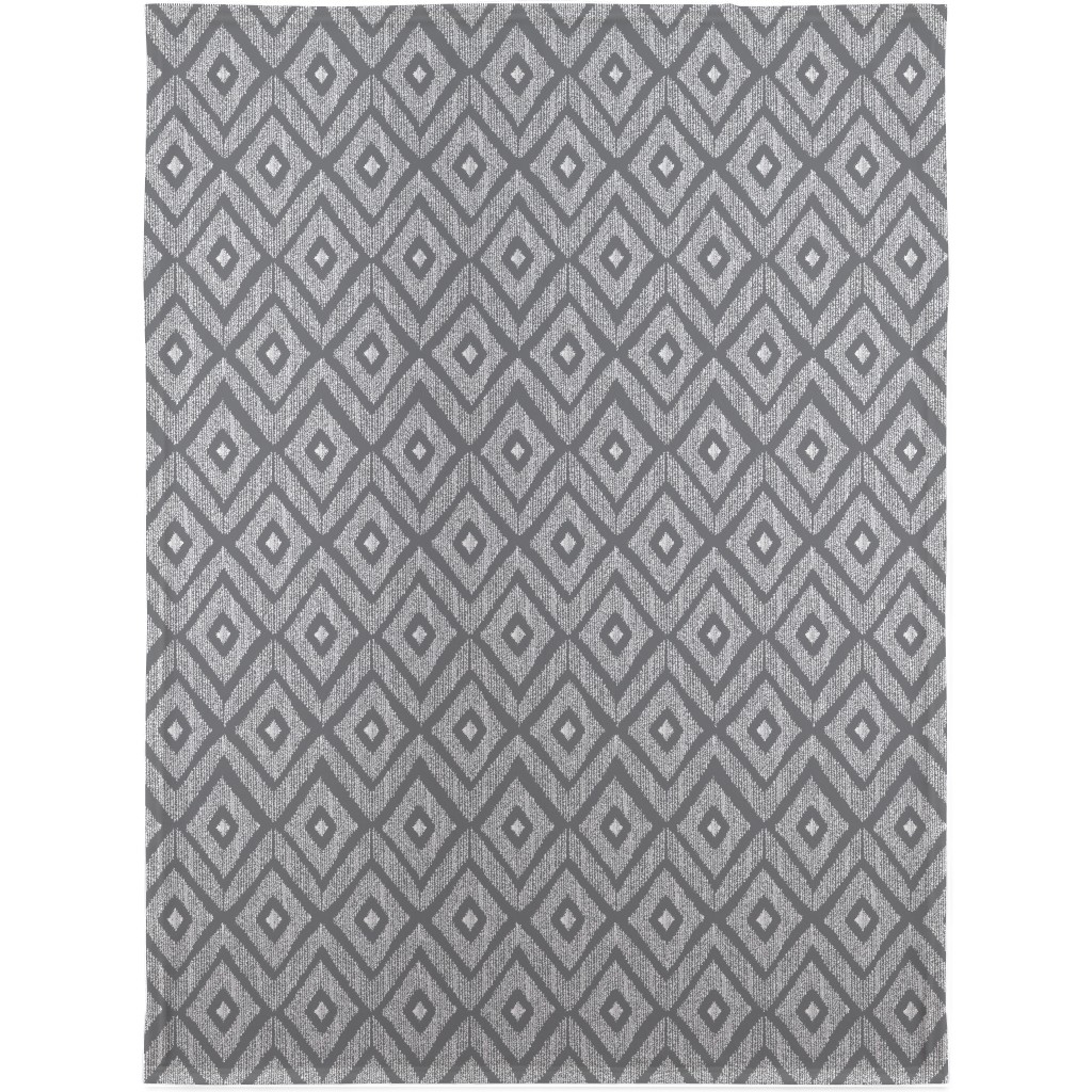 Ikat Blanket, Sherpa, 30x40, Gray, Slate