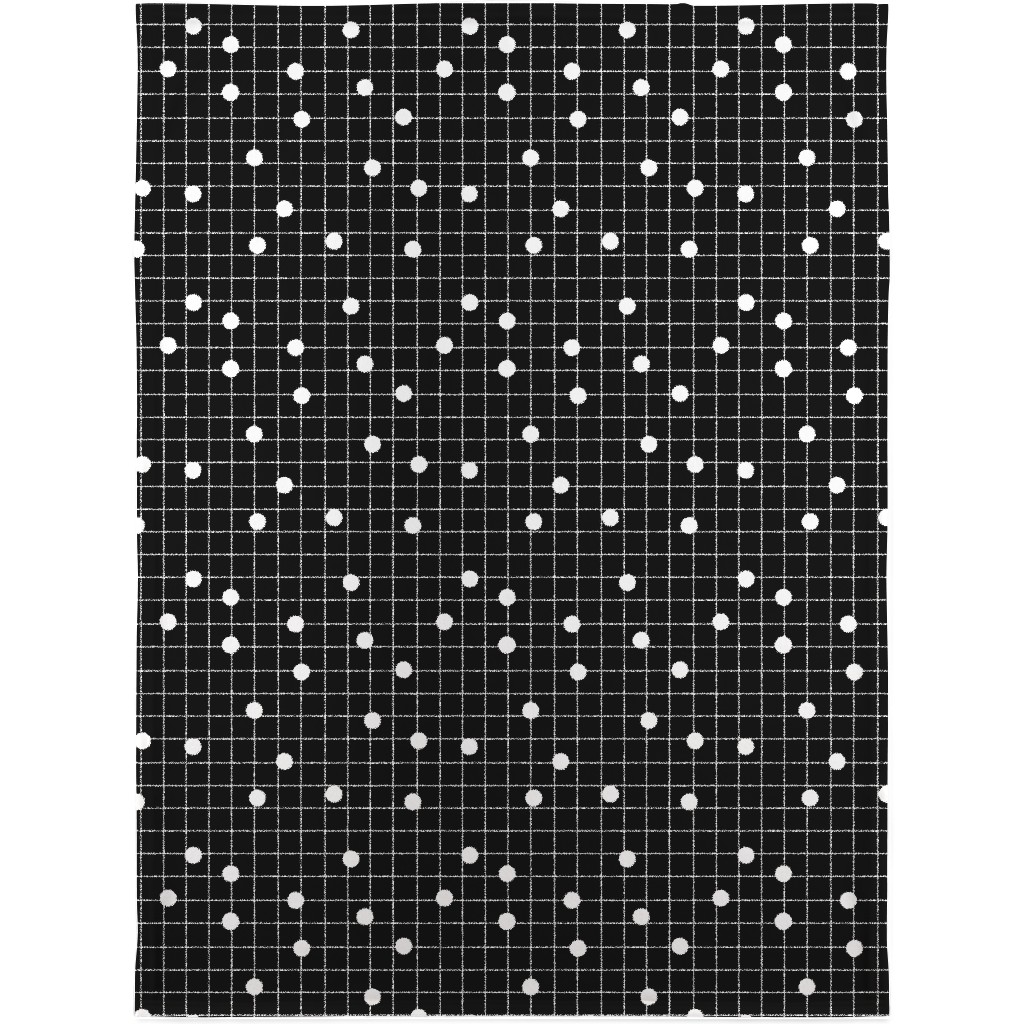 Dot Line - Black and White Blanket, Sherpa, 30x40, Black