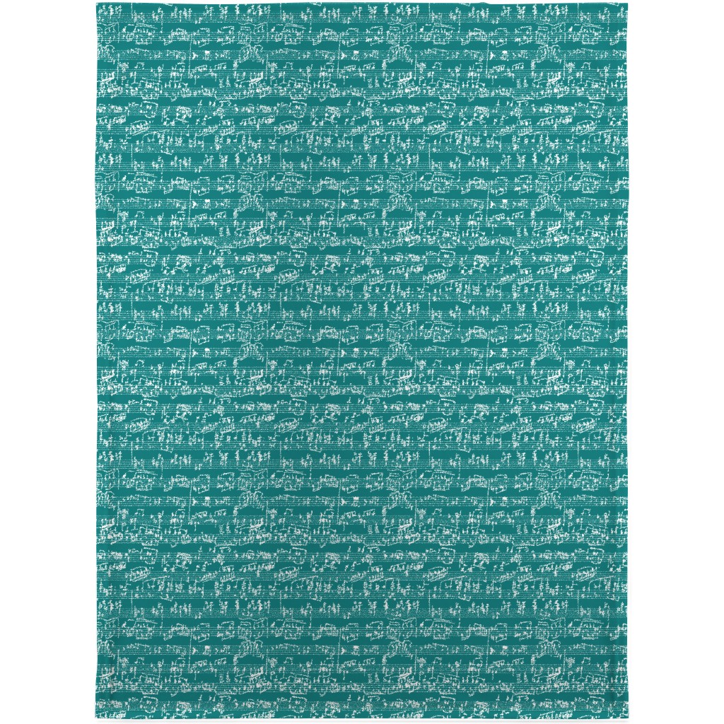 Handwritten Sheet Music Blanket, Sherpa, 30x40, Green