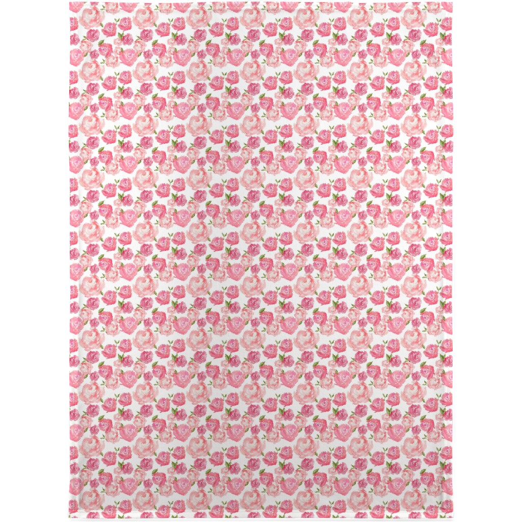 Watercolor Floral - Pink Blanket, Sherpa, 30x40, Pink, Bright Pink