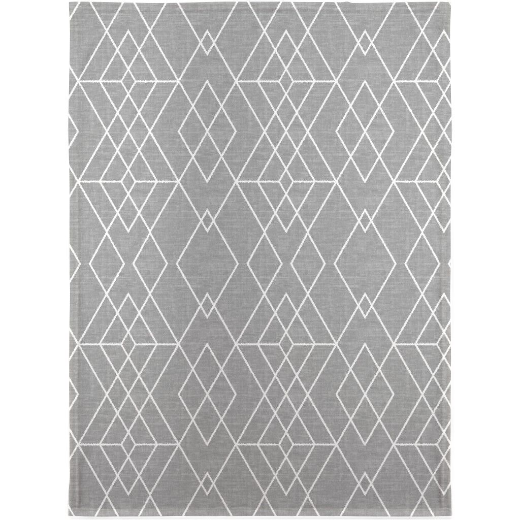 Geometric Grid - Gray Blanket, Sherpa, 30x40, Gray
