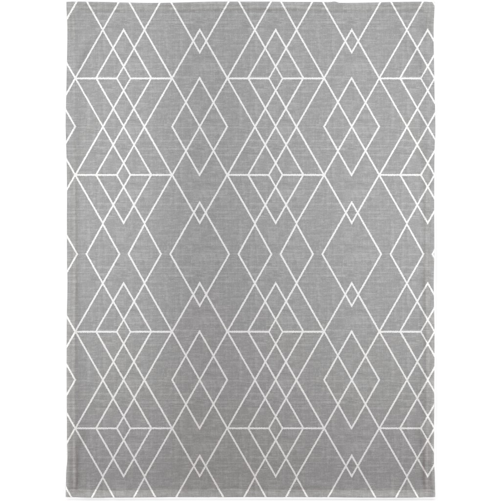 Geometric Grid - Gray Blanket, Sherpa, 30x40, Gray, Gray