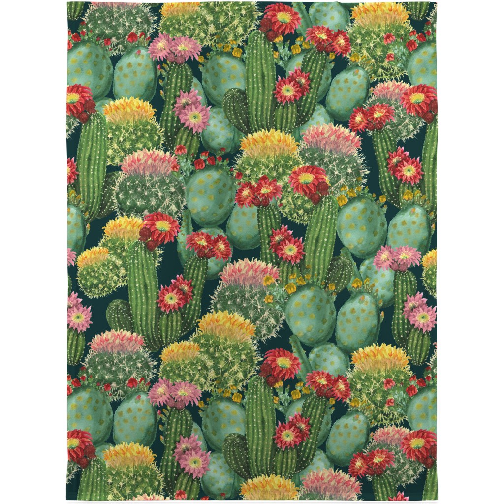 Tropical Cactus Flowers Blanket, Sherpa, 30x40, Multicolor