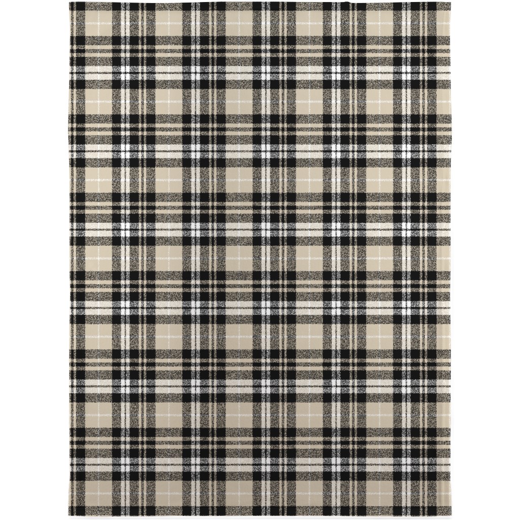 Fall Plaid Blanket, Sherpa, 30x40, Beige