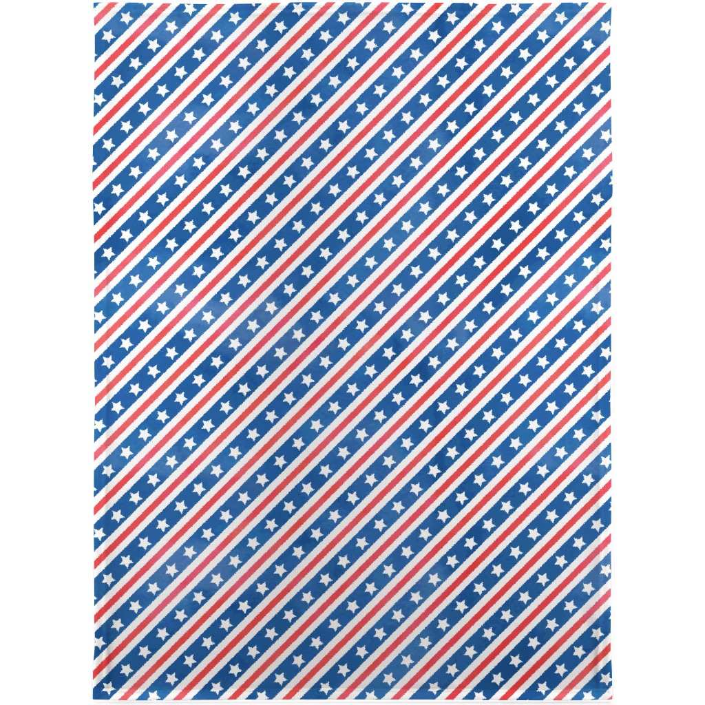 Stars & Stripes - Diagonal Blanket, Sherpa, 30x40, Blue